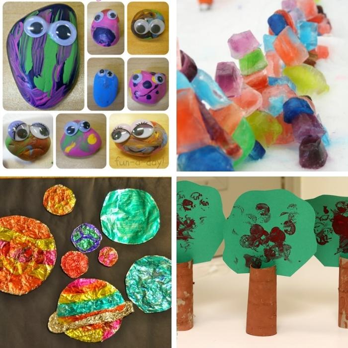 a collage of different ideas for 3d art projects for preschool kids - showing different finished projects