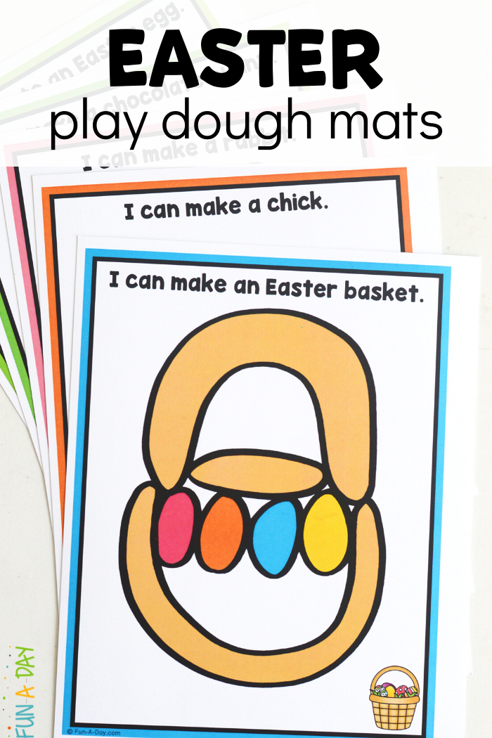 stack of printable pages with text that reads Easter play dough mats