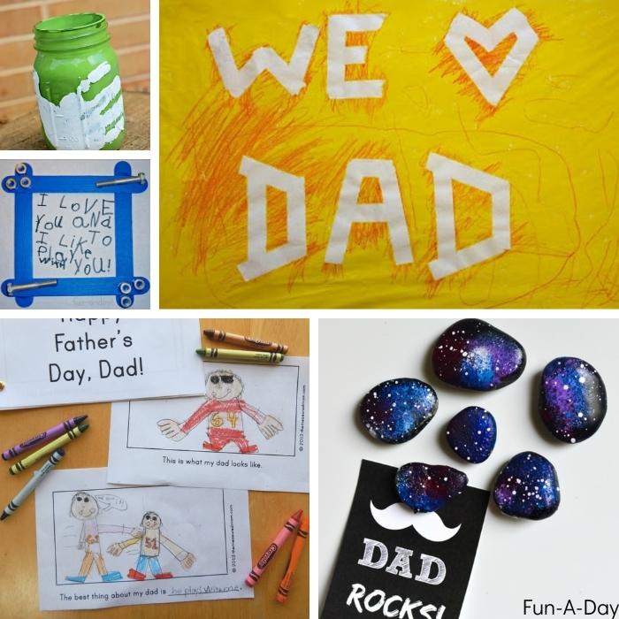 collage of homemade Father's Day gifts for kids to make