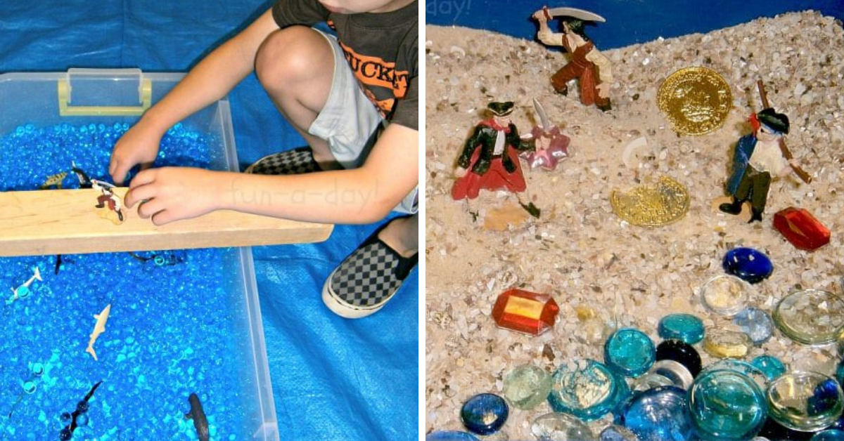 Pirate Messy Play Sensory Bins - Fun-A-Day!