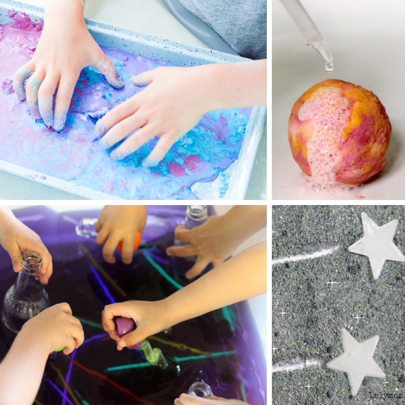 4 messy sensory and science ideas for preschool space theme
