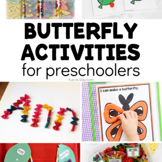 Collage of butterfly ideas with text that reads butterfly activities for preschoolers