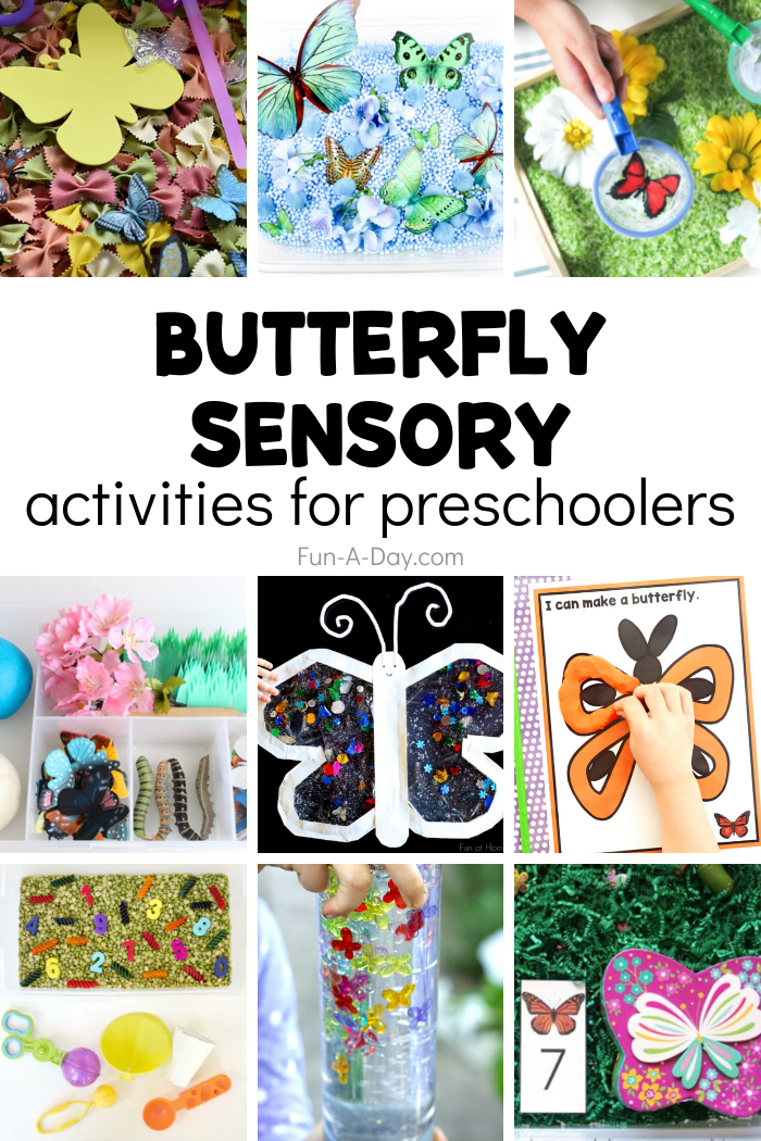 activities for kids with text that reads: butterfly sensory activities for preschoolers