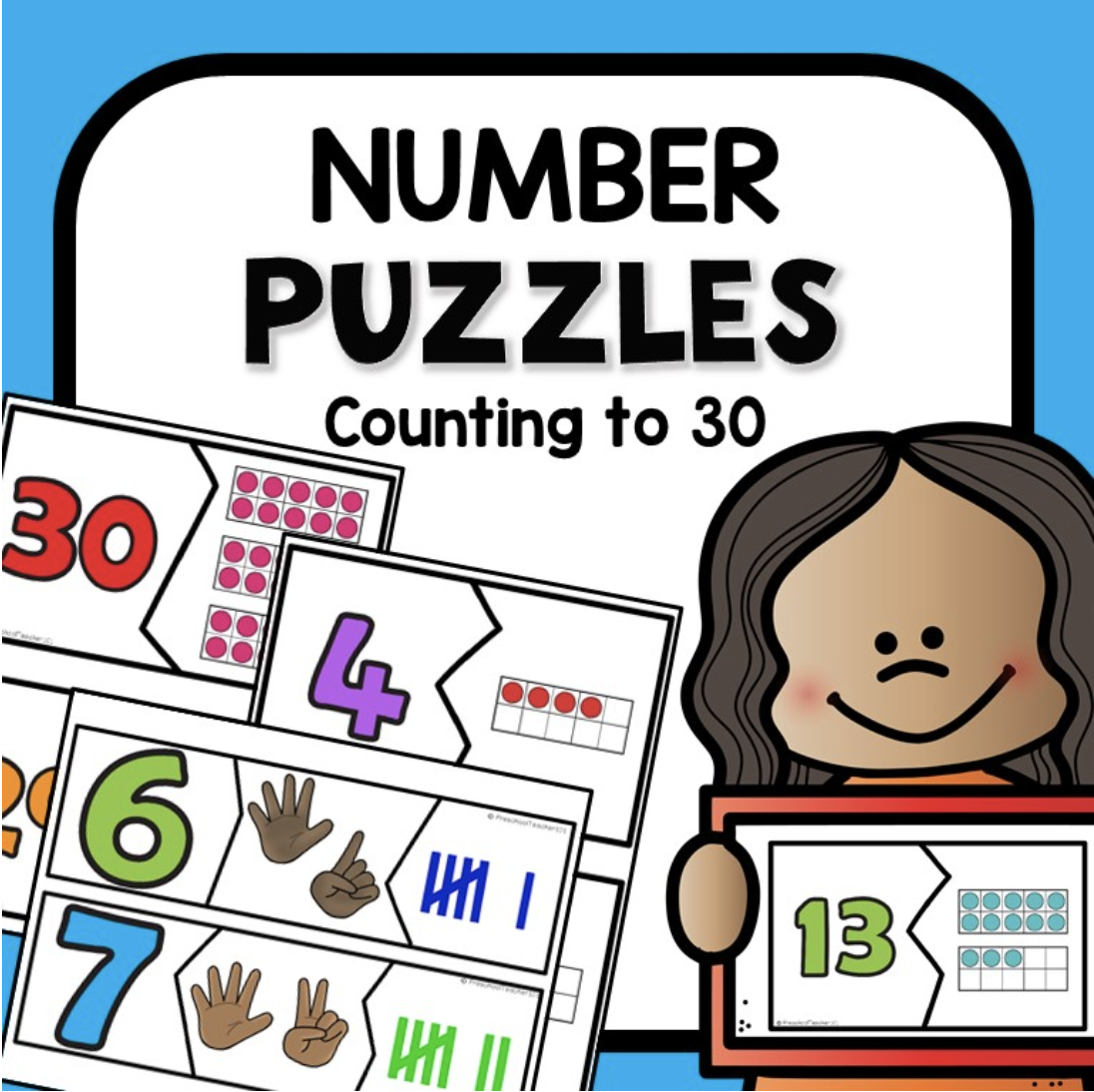cover for number puzzles - counting to 30 preschool learning resource
