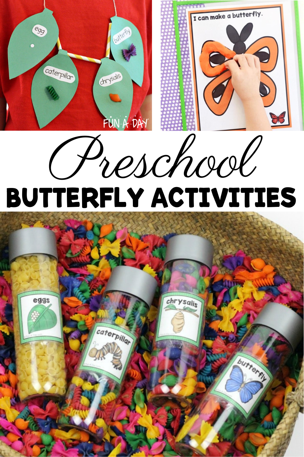 3 butterfly activities for preschoolers with text that reads preschool butterfly activities