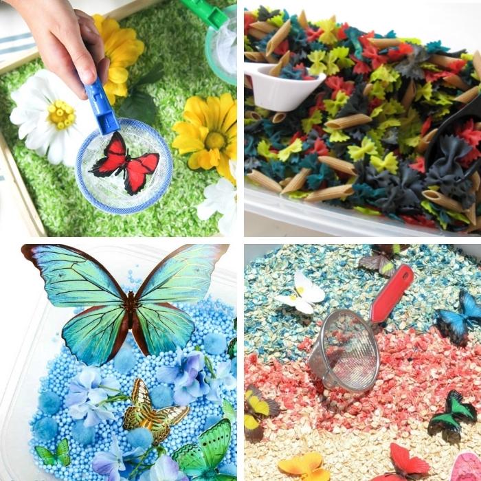 4 butterfly sensory bins for kids