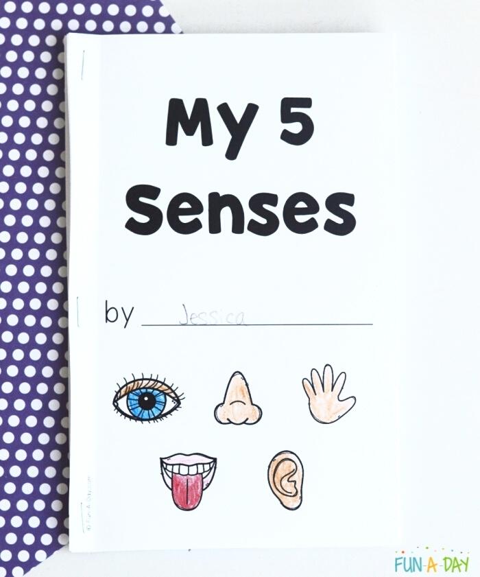 cover of printable book with title My 5 Senses
