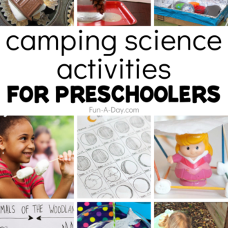several science experiments - title reads: camping science activities for preschoolers