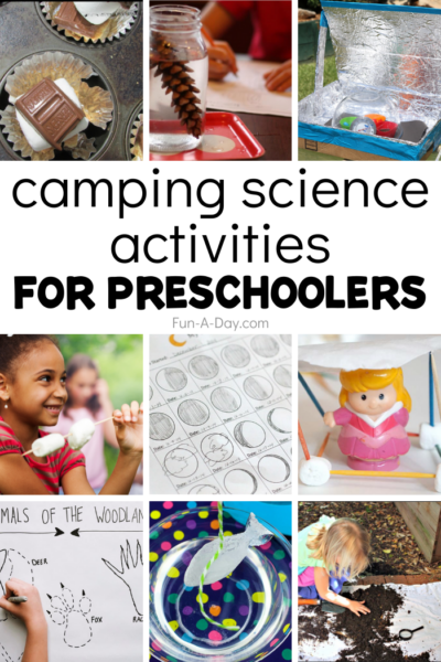 several science experiments - title reads: camping science activities for preschoolers