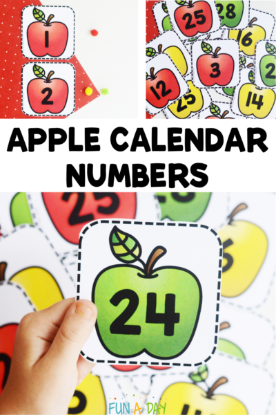 collage of number cards with text that reads apple calendar numbers