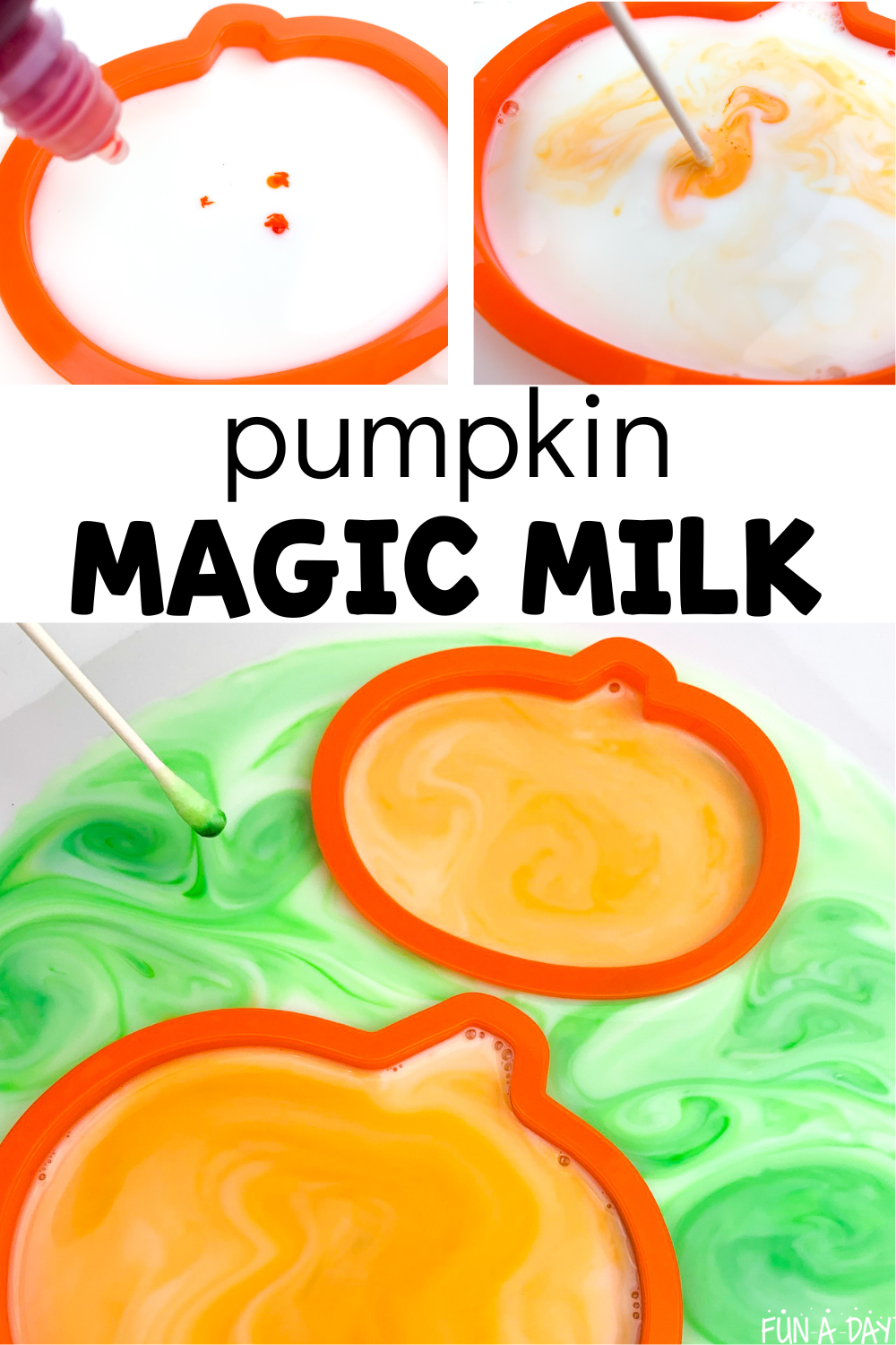text that reads pumpkin magic milk with collage of the pumpkin science