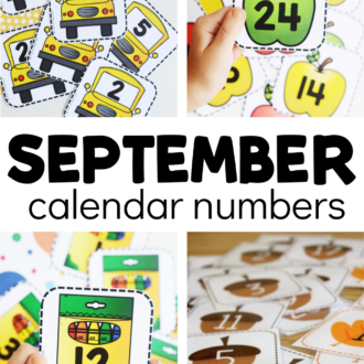 collage of fall number cards with text that reads september calendar numbers