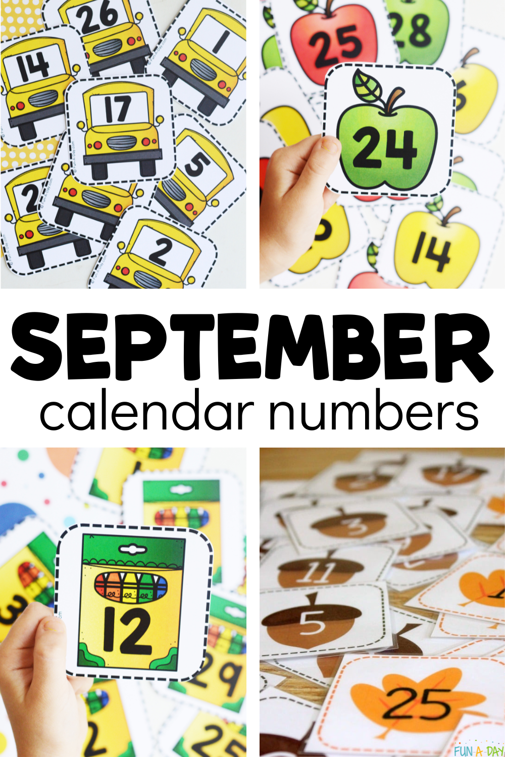 collage of fall number cards with text that reads september calendar numbers