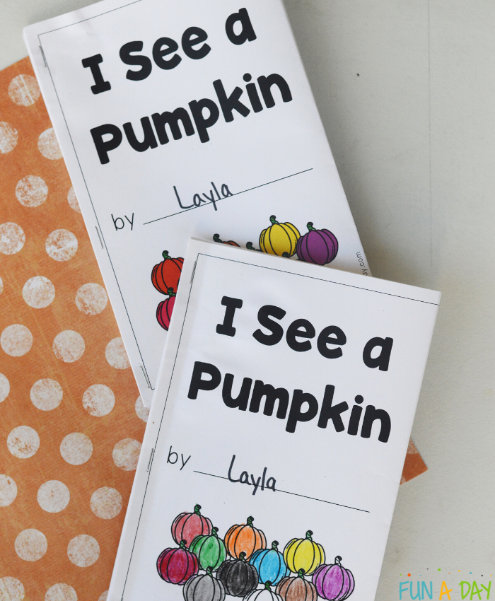 2 versions of the I See a Pumpkin book