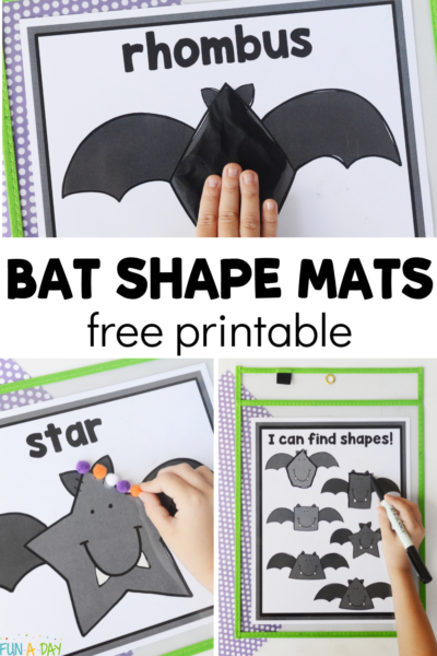 multiple uses of printable bat shapes with text that reads bat shape mats free printable