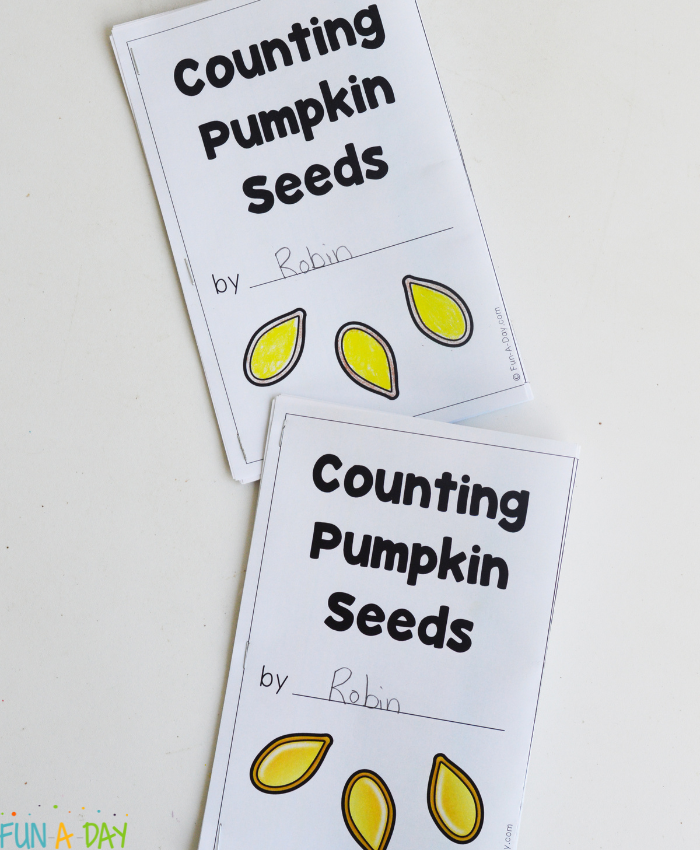 printable color and black-and-white pumpkin seed counting books