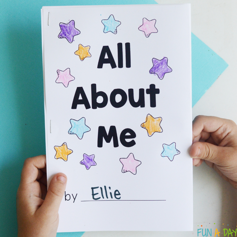 child holding all about me printable book