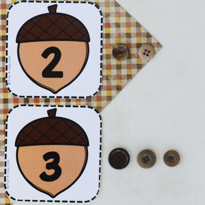 acorn calendar numbers 2 and 3 with corresponding number of buttons next to each