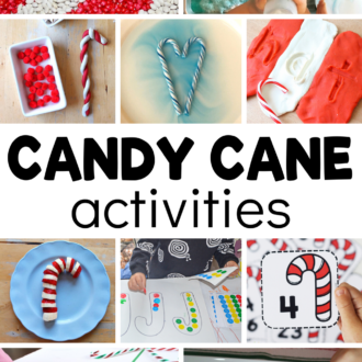 collage of candy cane ideas with text that reads candy cane activities