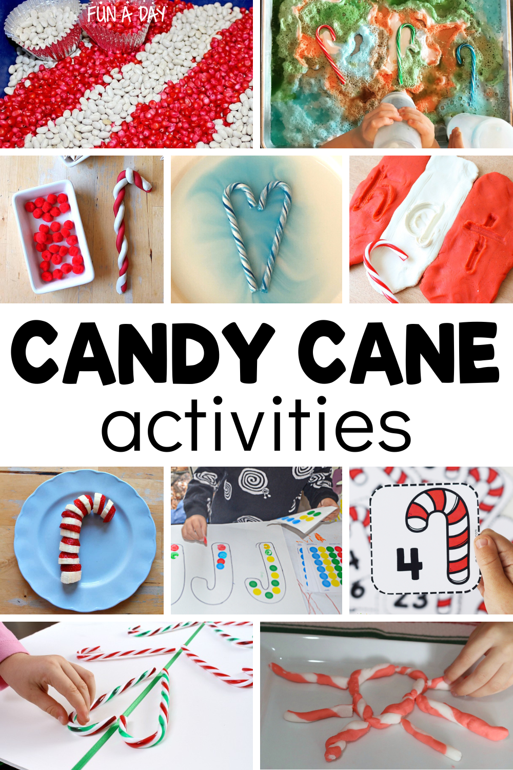 collage of candy cane ideas with text that reads candy cane activities