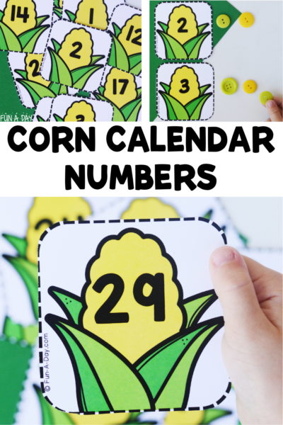 multiple views of number cards with text that reads corn calendar numbers