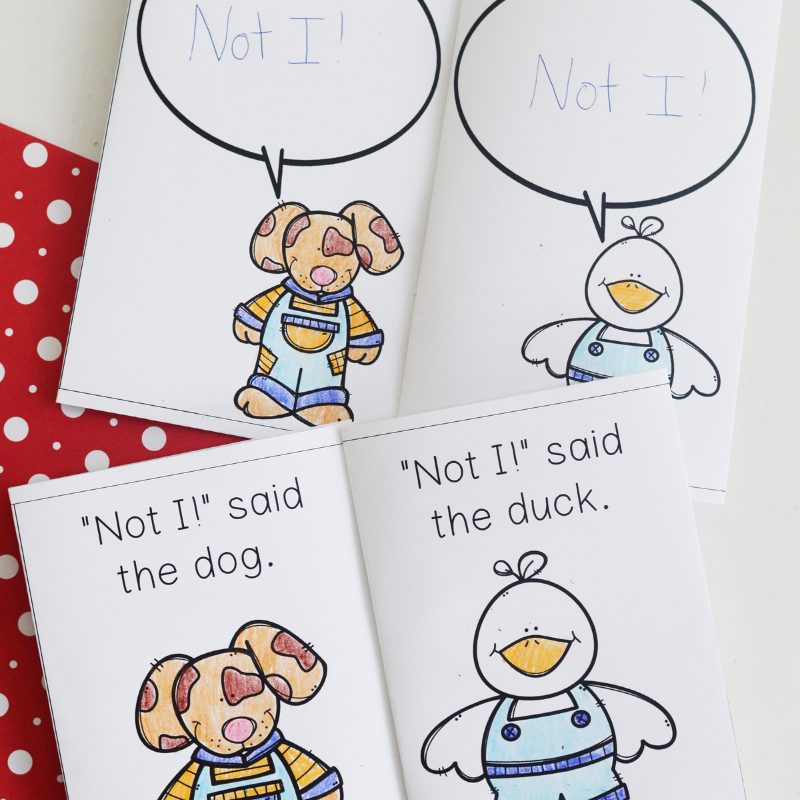 2 versions of a free printable little red hen book