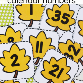 pile of number cards with text that reads fall leaf calendar numbers