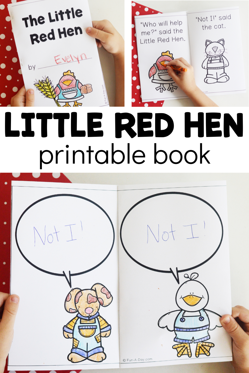 Multiple views of emergent reader with text that reads little red hen printable book
