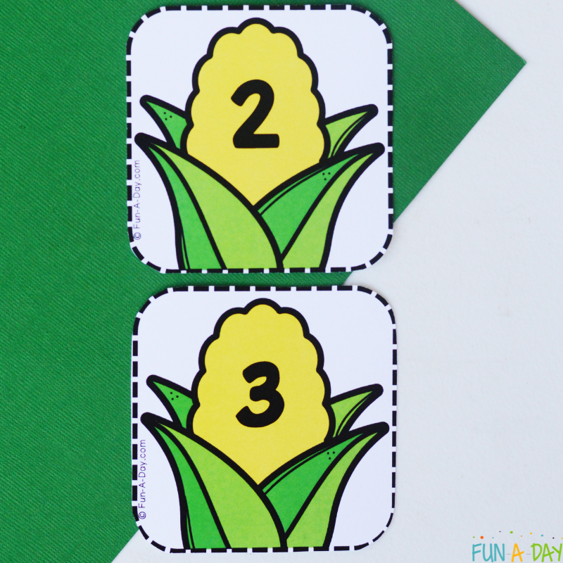 corn number cards 2 and 3