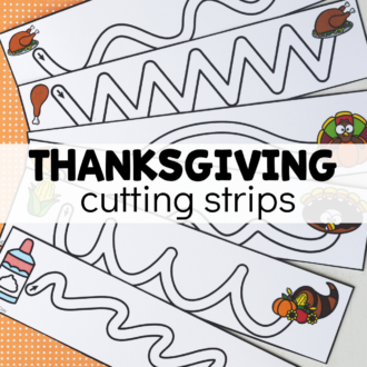 Cutting strips fanned out with text that reads thanksgiving cutting strips