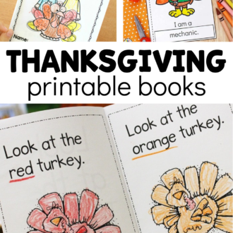 3 emergent readers with text that reads thanksgiving printable books