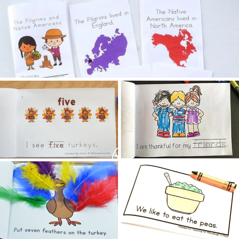 5 thanksgiving printable books for kindergarten and preschool