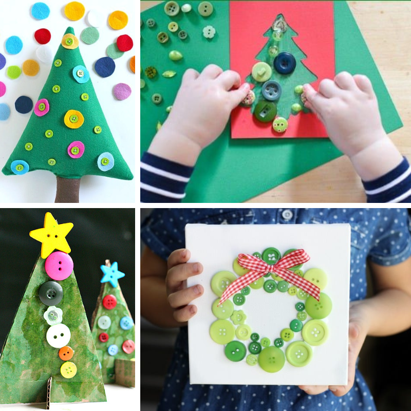 4 button christmas crafts kids can make