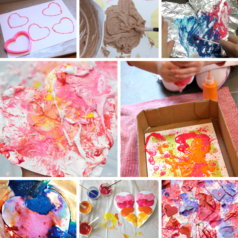 8 messy art ideas for valentine's day