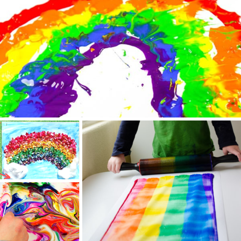 4 rainbow messy art activities