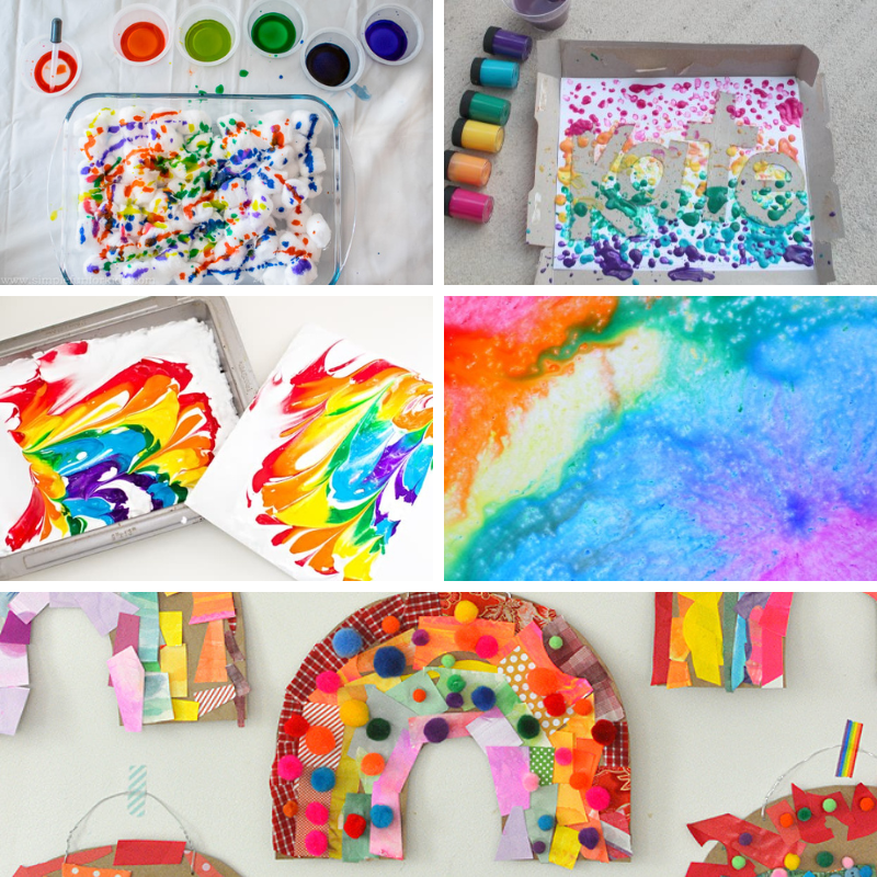 5 rainbow messy art and crafts