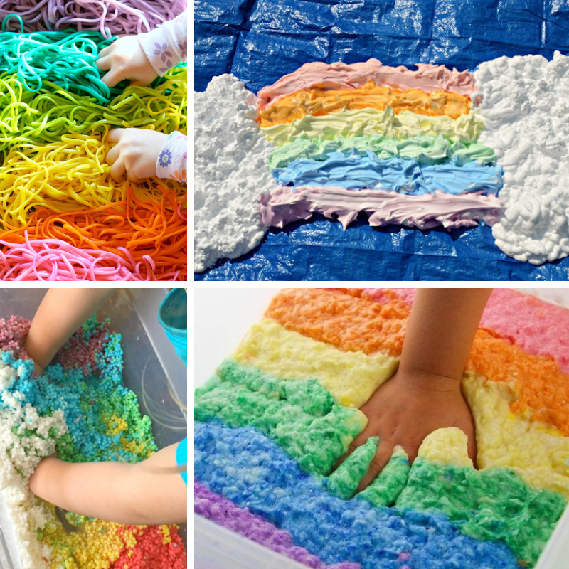 4 rainbow messy play ideas for kids to get into
