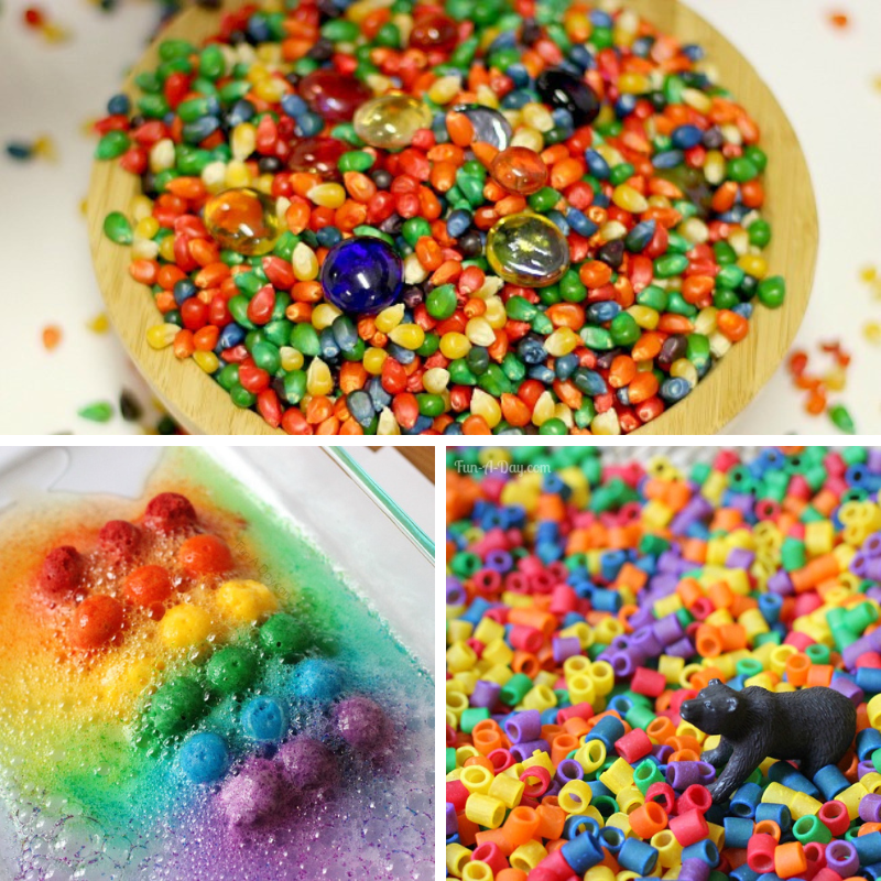 3 rainbow messy sensory play ideas