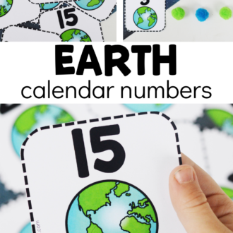 Number cards in use with text that reads earth calendar numbers