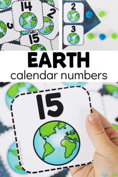 Number cards in use with text that reads earth calendar numbers