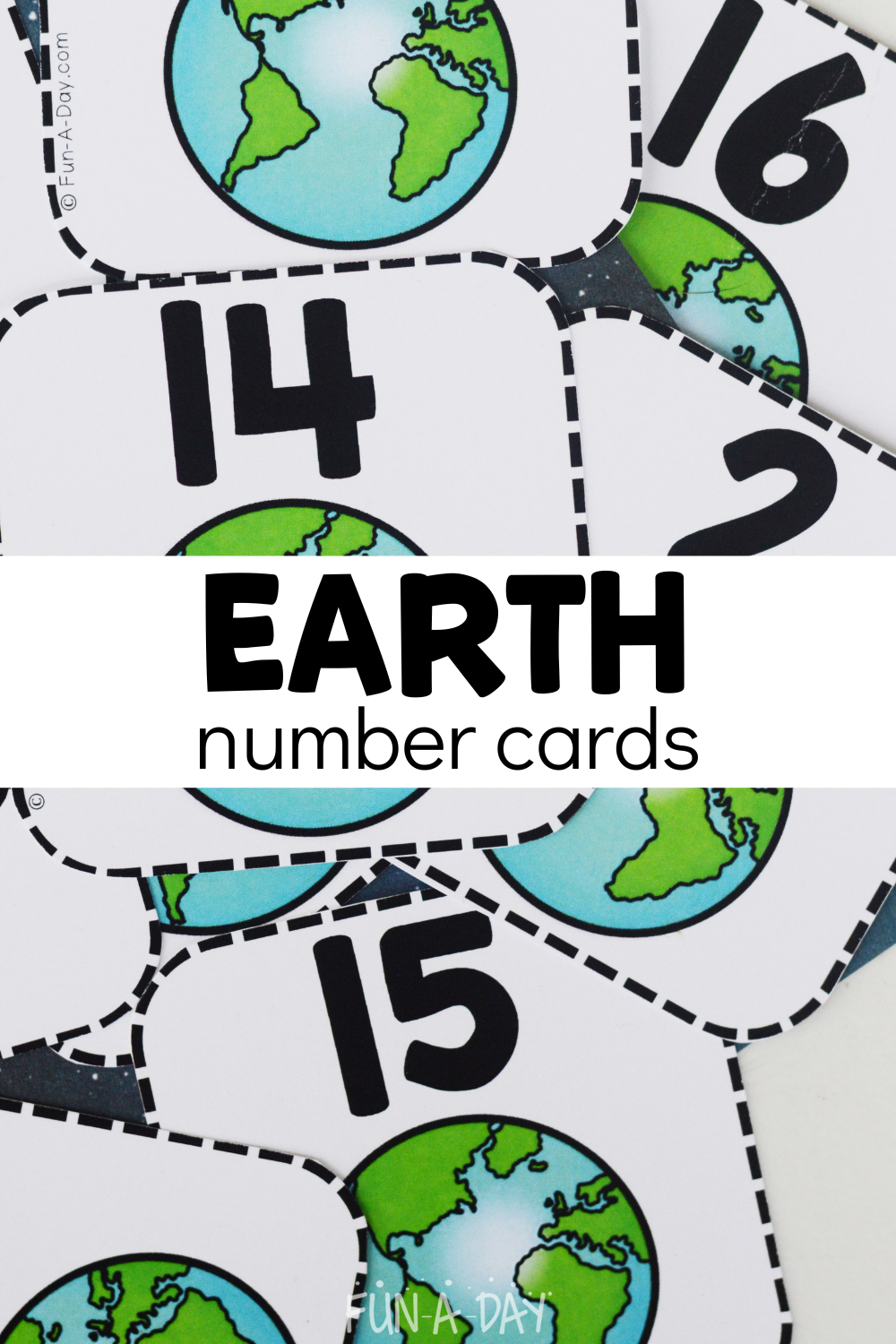close up of calendar numbers with text that reads earth number cards