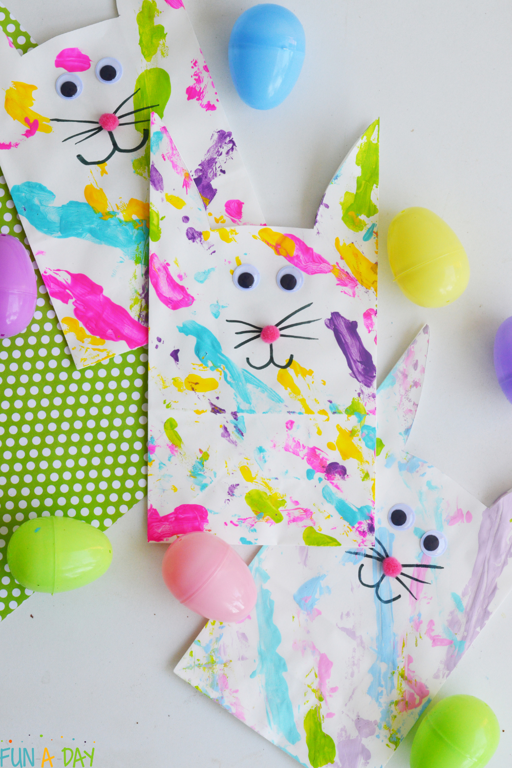 3 DIY easter bunny bags made with paper bags and paint