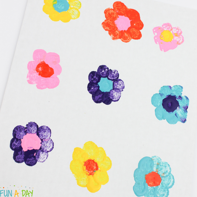 9 flowers painted with marshmallows