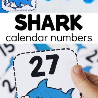 printable shark numbers with text that reads shark calendar numbers