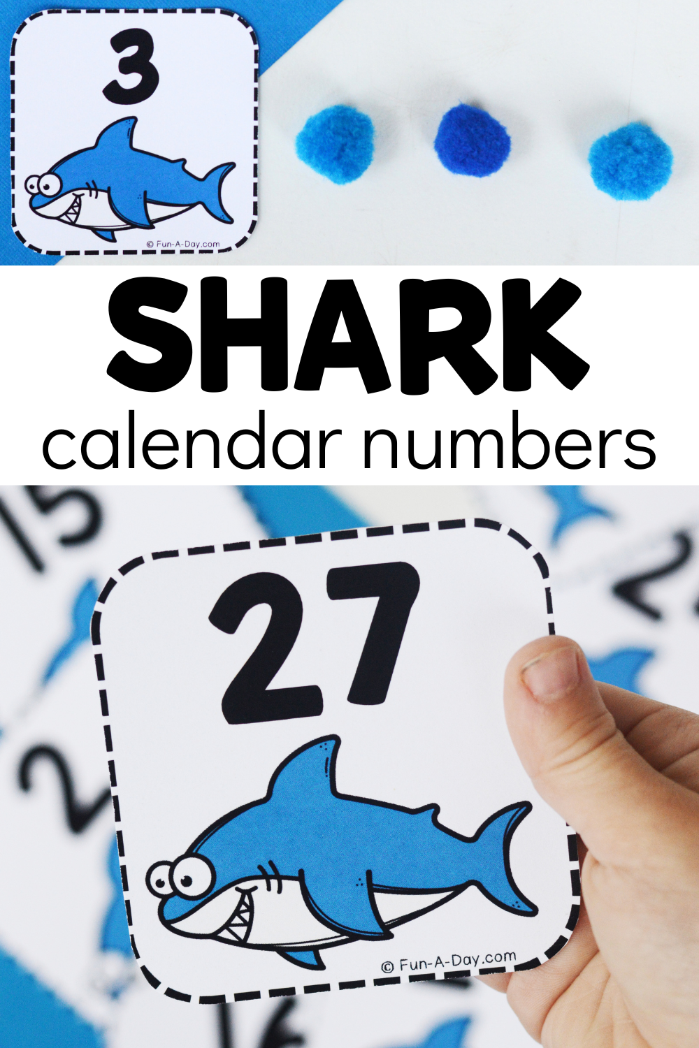 printable shark numbers with text that reads shark calendar numbers