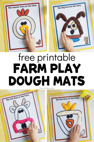 Farm Animal Playdough Mats Free Printable - Fun-A-Day!