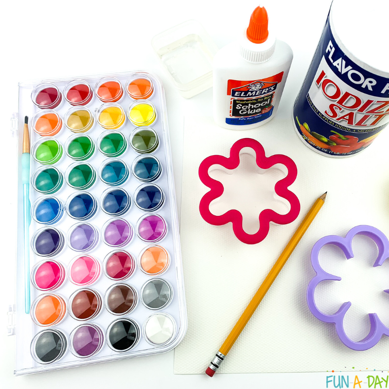 materials for making salt art flowers with children