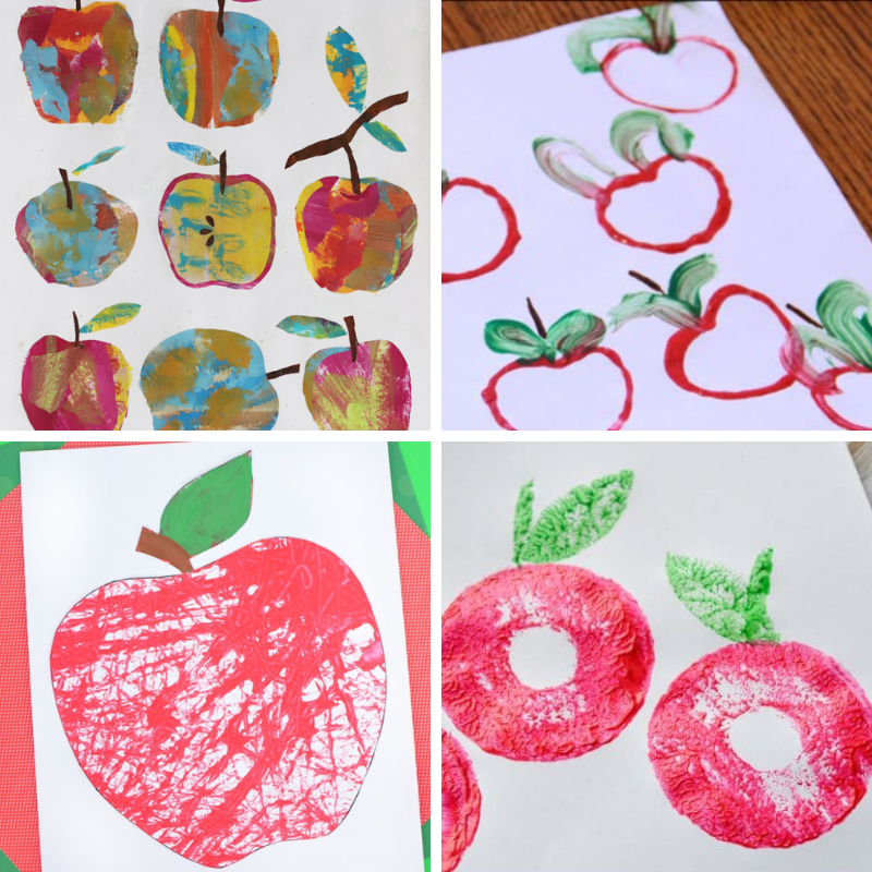 4 apple art ideas for preschool and kindergarten