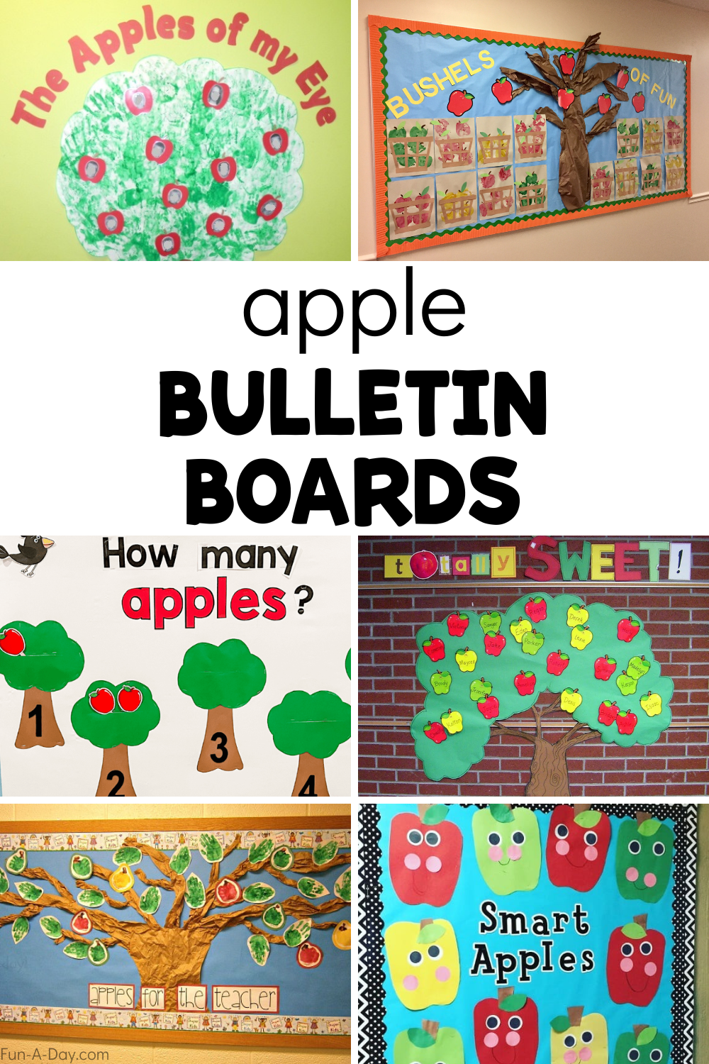 6 classroom display ideas with text that reads apple bulletin boards