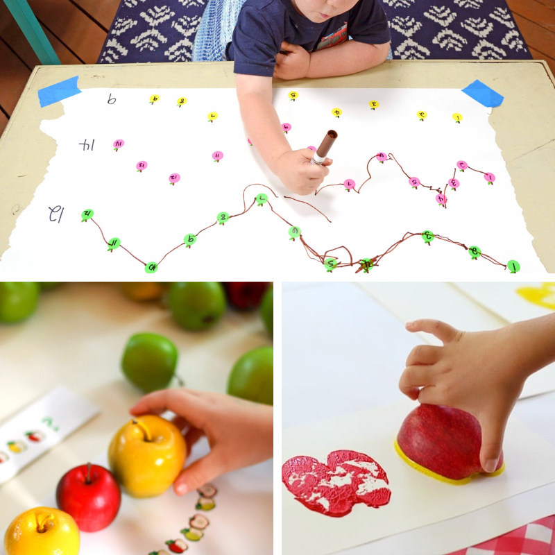 3 apple math activities for preschoolers to practice numbers and patterns